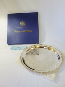 未使用品 箱付 マッピン & ウェッブ Mappin & Webb 飾り皿 27cm Silver Copper 銀 シルバー プレート コッパー トレー お盆 ★02F-41