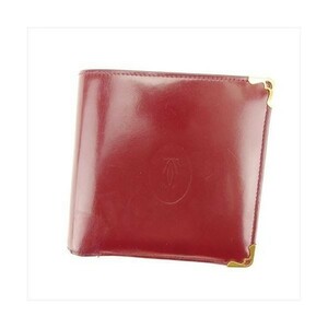  Cartier folding twice purse purse lady's Must line bordeaux used 