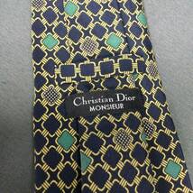 060125　254395-3　Christian Dior　クリスチャンディオール　ネクタイ　メンズファッション小物　ネイビー・ブラック系カラー柄　紳士_画像4