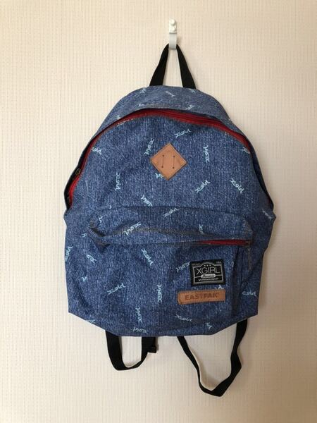 美品◆エックスガール X-girl×EASTPAK コラボリュックサック◆デニム地プリント