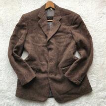 ハリスツイード/希少XL/高級ウール生地 HARRIS TWEED テーラードジャケット ブラウン系 茶色 LL メンズ ビジネス クリーニング済_画像2