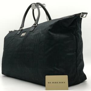 【最高級/大容量】バーバリー BURBERRY メンズ ビジネス ハンドバッグ トート チェック キャンバス レザー ブラック系 黒 ゴルフ 旅行