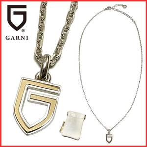 ★京都限定★ 美品 GARNI ガルニ K14 SV SILVER 925 G Pendant ゴールド シルバー コンビ ロゴ ペンダントトップ ネックレス K18 K10 金