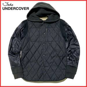 JONIO着 名作 John UNDERCOVER アンダーカバー フード 袖切替 ドッキング リバーシブル キルティング ナイロン ジャケット ブルゾン 2