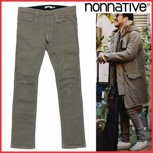 nonnativeノンネイティブ DWELLER TIGHT FIT JEANS C/P KATSURAGI STRETCH OVERDYED カツラギ ストレッチ タイト スリム パンツ チノパン 2