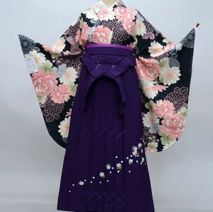  2 сяку рукав кимоно hakama полный комплект Junior для . исправление 135cm~150cm 100 цветок .. hakama модификация возможно церемония окончания новый товар ( АО ) дешево рисовое поле магазин NO26923-02
