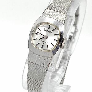 SEIKO 17JEWELS ホワイトゴールド WGP 手巻き式 腕時計 バーインデックス 2針 シルバー 銀 セイコー Y375