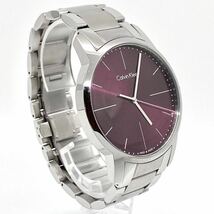 Calvin Klein 腕時計 ラウンド バーインデックス 3針 クォーツ quartz Swiss ボルドー シルバー 赤系 銀 カルバンクライン Y354_画像3