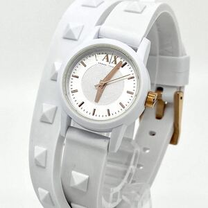 ARMANI EXCHANGE AX 腕時計 二重巻き ブレス ラウンド ラバー バーインデックス クォーツ quartz ホワイト 白 アルマーニ Y406