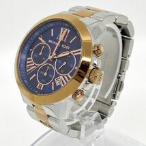 MICHAEL KORS 腕時計 クロノグラフ デイト ラウンド ローマン 3針 クォーツ quartz コンビ ゴールド シルバー 金銀 マイケルコース Y429_画像2