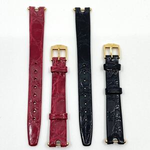極美品 Christian Dior レザーベルト 腕時計 CROCODILE クロコダイル 2本 ブラック レッド 黒 赤 ディオール Y457