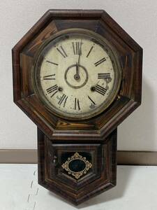  ゼンマイ時計 掛時計 アンティーク ビンテージ レトロ 振り子時計 柱時計 古時計 時計 縦48㎝ 横31㎝ 奥10㎝ 