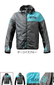 美品56design Fiftysix ライディング ナイロンジャケット ターコイズブルーLサイズ 56デザイン フィフティシックス 完売品