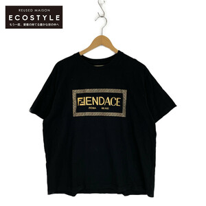 国内正規/22SS FENDACEフェンダーチェ FY1144 AKDV Fendace Logo Tee ロゴ 半袖Ｔシャツ L ブラック レディース