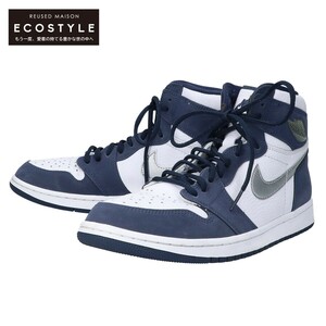 新品同様 NIKE ナイキ DC1788-100 AIR JORDAN 1 HIGH OG CO JP ハイカット スニーカー 29 WHITE/METALLIC SILVER-MIDNIGHT NAVY メンズ