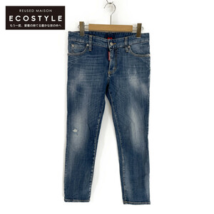 DSQUARED2 ディースクエアード 21年製 MEDIUM WAIST CROPPED TWIGGY JEAN/スキニーデニム ブルー 36 ボトムス コットン レディース 中古