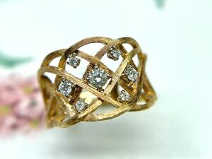 .MZ072 STAURINO start u Lee no750 K18 4.61g diamond pink gold te The Yinling g ring 