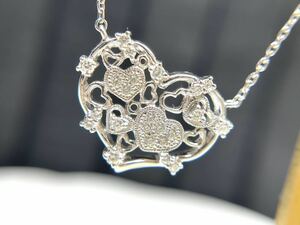 庄MZ096 Star jewelry スタージュエリー　ネックレス　プラチナ Pt950 6.24g　ダイヤモンドD 0.23ct　デザイン　ハートネックレス