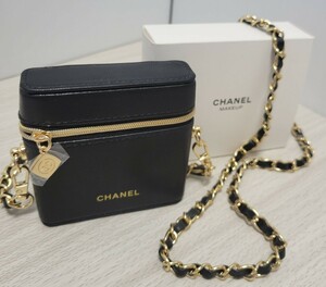 非売品 CHANEL シャネル ノベルティ チェーン 付 ルージュケース ポーチ ショルダーバッグ コスメ レザー革 ブラック ロットナンバー