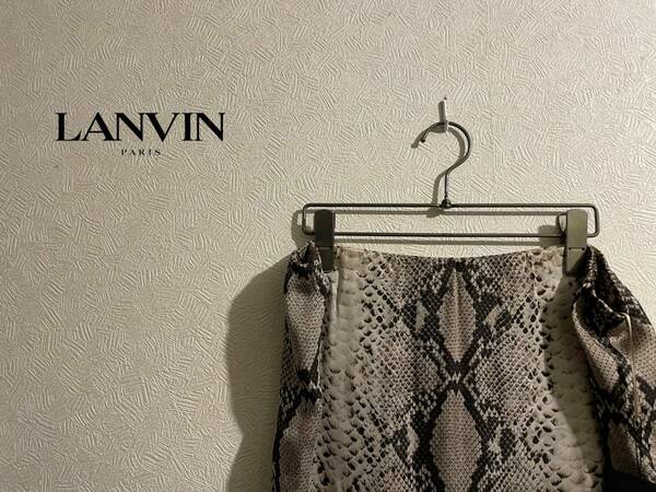 ◯ フランス製 新品タグ LANVIN メインライン パイソン シルク スカート / ランバン ファーストライン スネーク ヘビ 34 Ladies #Sirchive