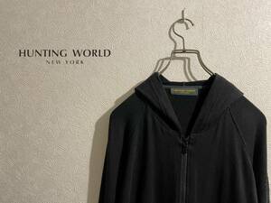 ◯ イタリア製 HUNTING WORLD サークル ロゴ レーヨン ニット パーカー / ハンティングワールド ジップ 黒 46 Ladies Mens #Sirchive