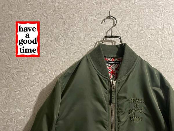 ◯ Have a good time MA-1 フライト ジャケット / ハバグッタイム ロゴ ナイロン ミリタリー カーキ S Mens #Sirchive