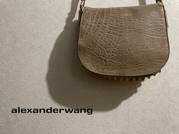 ◯ ALEXANDER WANG LIA スタッズ レザー ショルダー バッグ / アレキサンダーワン メッセンジャー シボ ベージュ Ladies Mens #Sirchive