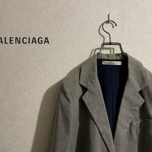 ◯ イタリア製 BALENCIAGA フライフロント ジャケット / バレンシアガ テーラード コットン リネン グレー 34 Ladies #Sirchiveの画像1