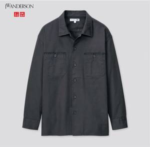 【未使用、タグ付き】 ツイルワークシャツ ダークグレー Lサイズ　ユニクロ and JW ANDERSON