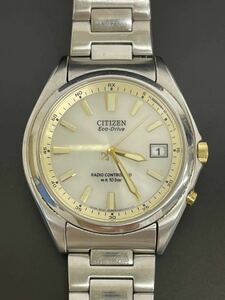 ☆本物/正規品☆CITIZEN シチズン Eco-Drive エコドライブ 電波時計 H415-S038286 メンズ 腕時計 ジャンク アイボリー系 文字盤