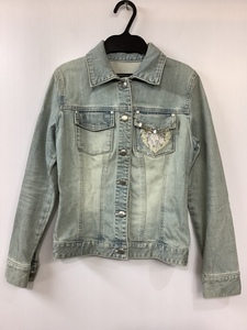  Private Label color .. processing blue Denim jacket Kirakira decoration attaching size M