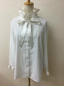 Katharine Ross 白のピンストライプブラウス 飾り襟 小シミあり
