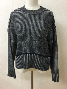 ジーナシス 黒とグレー混じりの長袖セーター サイズF