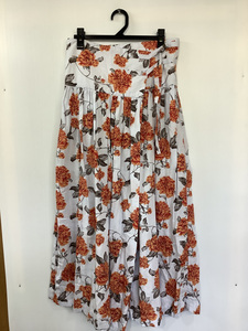 RNA light gray × orange floral print long skirt size M