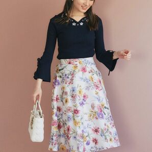 toccocloset トッコクローゼット　花柄スカート　花柄　膝丈スカート　ひざ丈スカート　春服　夏服　春夏　ウエストゴム