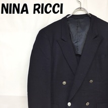 【人気】NINA RICCI/ニナリッチ ダブルジャケット スーツ 肩パッドあり ウール100％ ネイビー サイズ98AB6/S4459_画像1