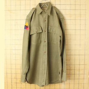 30s40s USARMYギャバジンウールシャツ SMカーキミリタリー aw27