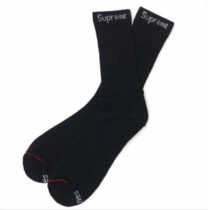 国内正規品 新品 Supreme Hanes Crew Socks BLACK Free シュプリーム ヘインズ クルー ソックス ブラック サイズ フリー 1足セット 靴下