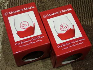 ★未使用・非売品★ Maker's Mark / メーカーズマーク コースター付きグラス 2個セット・One Exclusive Craft Glas