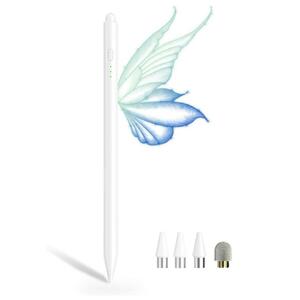 タッチペン apple pencil互換スタイラスペン iPad用ペンシル 誤ON/OFF防止/電量表示/磁気吸着機能対応 軽量 耐久 イラストツムツムゲーム