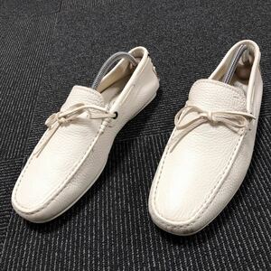 【トッズ】基準内 TOD’S 靴 26cm デッキシューズ カジュアルシューズ スニーカー 白アイボリー 本革 レザー 男性用 メンズ イタリア製 7 A