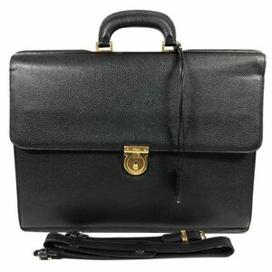 【フェラガモ】基準内 Ferragamo ビジネスバッグ ガンチーニ 鍵付き 2way ショルダーバッグ 書類かばん ブリーフケース レザー メンズ 伊製