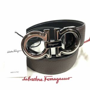 未使用品【フェラガモ】基準内 Ferragamo ベルト ガンチーニ リバーシブル 全長122cm 幅3.5cm レザー メンズ 伊製 サイズ調整可 送料520円