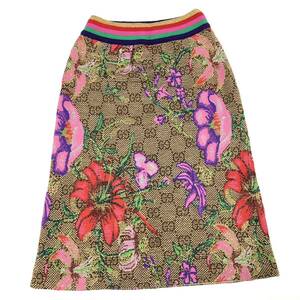  beautiful goods [ Gucci ] standard inside GUCCI skirt GG pattern flora floral print size S 606084 for women lady's Italy made 