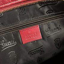 【グッチ】基準内 GUCCI ショルダーバッグ GG柄 シマライン 201446・205027 斜め掛け 赤 ポシェット 本革 レザー メンズ レディース 伊製_画像10