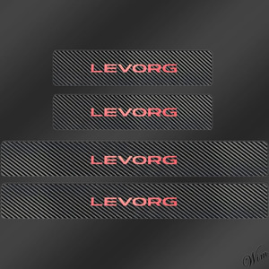 ◆LEVORG専用◆ スカッフプレート 4枚セット 簡単取付 両面テープ仕様 高密度カーボン調レザー 自動車 内装 スバル ドレスアップ レッド