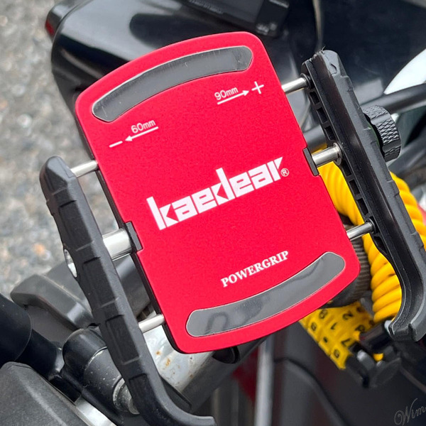 ◆スマホをがっちり固定◆ バイクスマホホルダー レッドアルミ ミラーマウント付属 パワーグリップ ポールマウント オートバイ 自転車