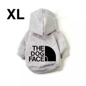 The dogfaceドッグフェイス　犬服パーカーペット用洋服ドッグウェアグレーXL黒文字スウェット 