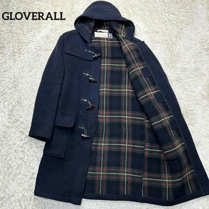 1円〜【希少】GLOVERALL グローバーオール ロング ダッフルコート ネイビー 紺 チェック メンズ ウール Lサイズ ロングコート