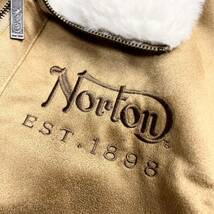 【極美品】 Norton ノートン 最高級 刺繍 メンズ ムートン ジャケット フライトジャケット B-3 ベージュ L相当_画像5